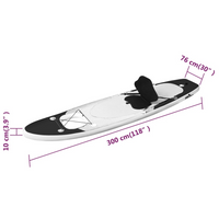 Inflatable Stand Up Paddle Board Set Black 300x76x10 cm