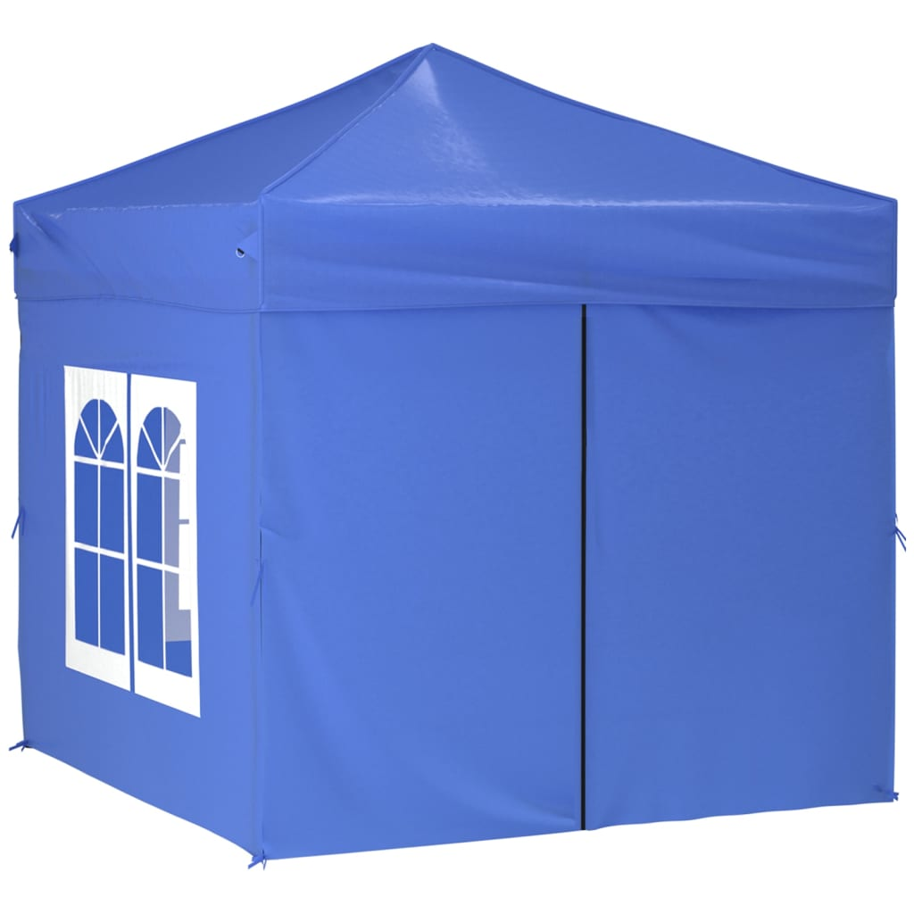 Folding Party Tent with Sidewalls Blue 2x2m - Outdoor Event Canopy