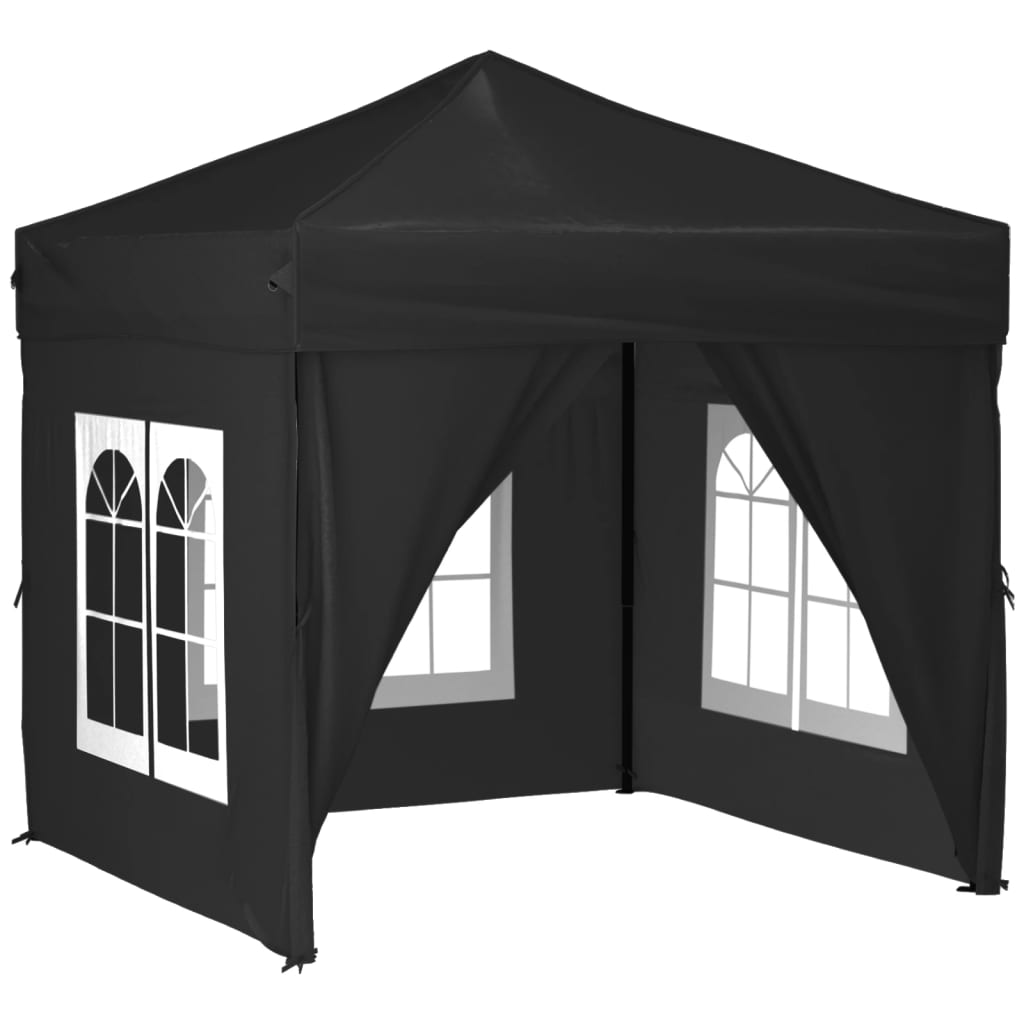 Folding Party Tent with Sidewalls Black 2x2 m - Perfect Outdoor Event Shelter