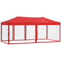 Folding Party Tent with Sidewalls Red 3x6 m