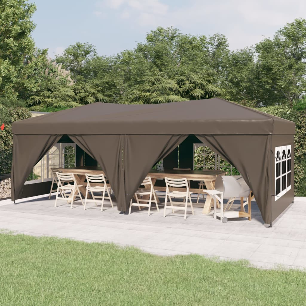 Folding Party Tent with Sidewalls Taupe 3x6 m - Perfect for Outdoor Gatherings and Events