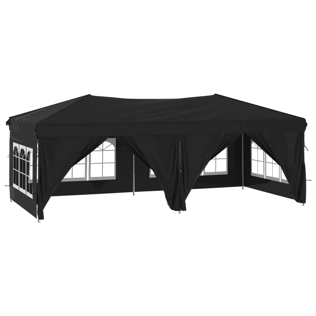 Folding Party Tent with Sidewalls Black 3x6 m - Perfect Outdoor Shelter for Family Gatherings and Events