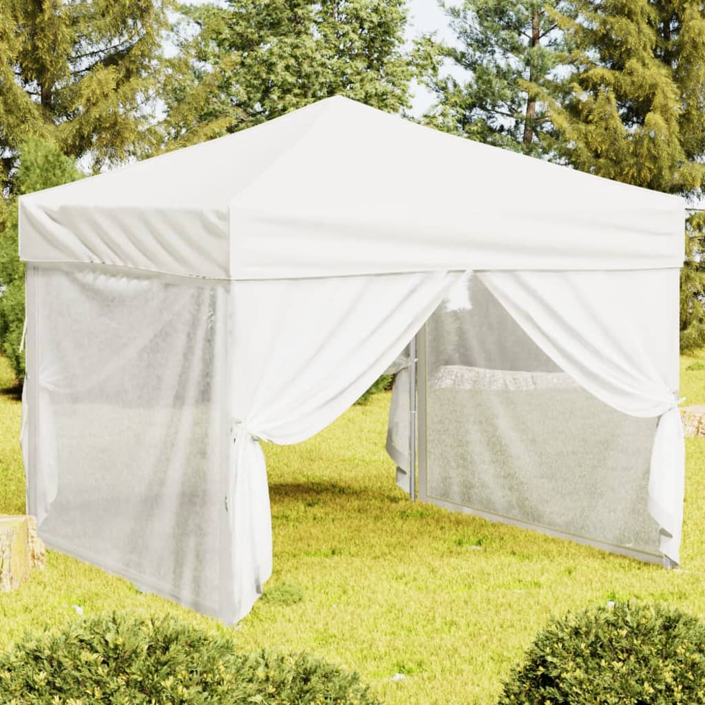 Folding Party Tent with Sidewalls - White, 3x3 m