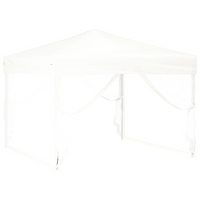 Folding Party Tent with Sidewalls - White, 3x3 m