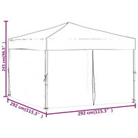 Folding Party Tent with Sidewalls - White, 3x3 m