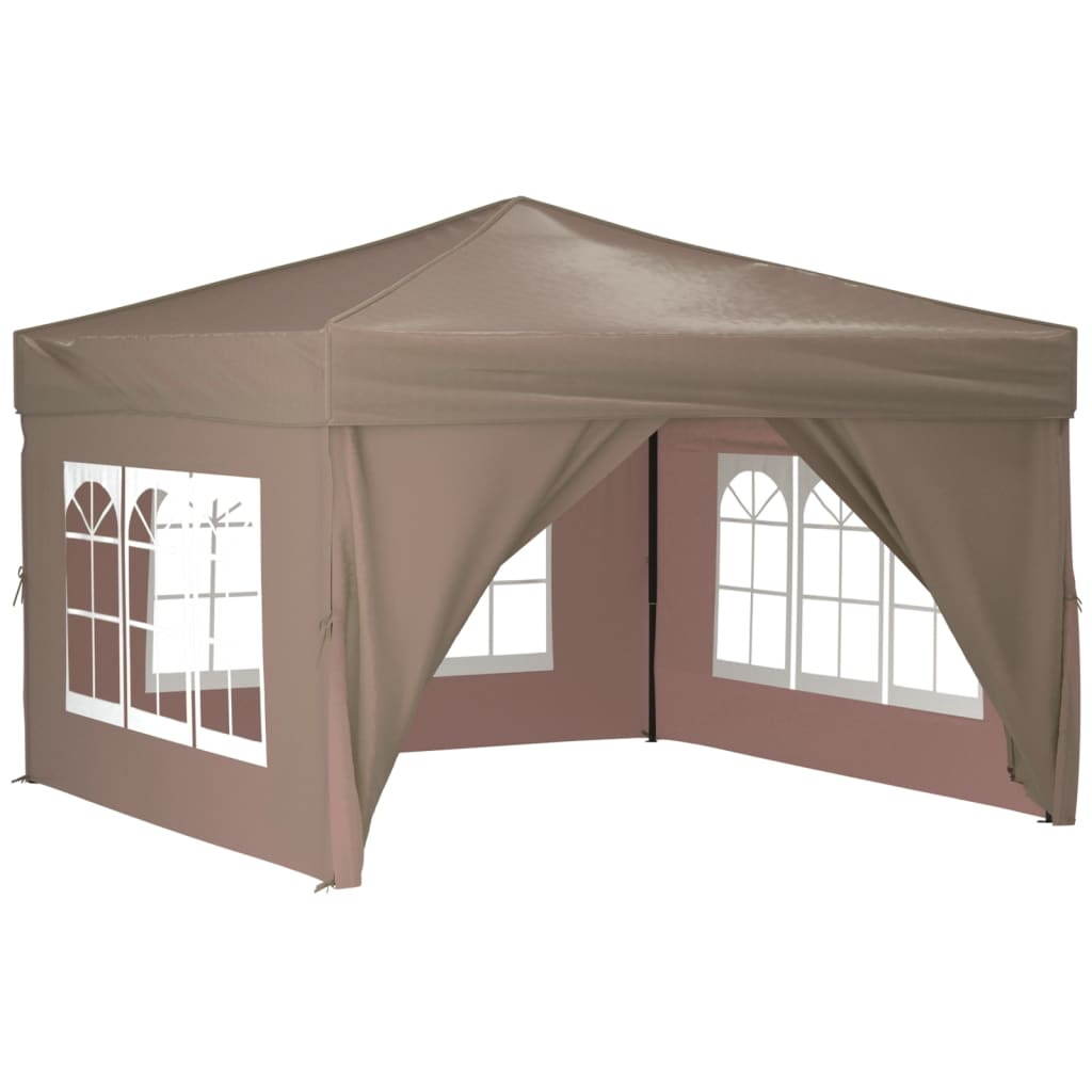 Folding Party Tent with Sidewalls Taupe 3x3 m