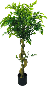 Artificial Ficus Tree With Twisted Trunk 137cm - Realistic Design, Adjustable Leaves, Durable Pot