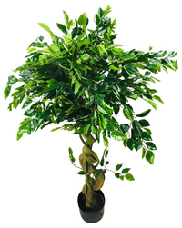 Artificial Ficus Tree With Twisted Trunk 137cm - Realistic Design, Adjustable Leaves, Durable Pot