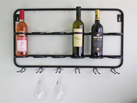 Elegant Wall Mounted Six Bottle and Wine Glass Holder - Perfect for Wine Lovers