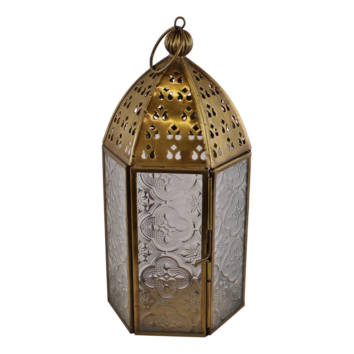 Small Gold Metal Moroccan Style Kasbah Candle Lantern | Intricate Cut Out Design