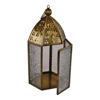 Small Gold Metal Moroccan Style Kasbah Candle Lantern | Intricate Cut Out Design