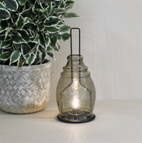 LED Glass Lantern, Grey & Black, 35x15cm - Create the Perfect Ambiance for Indoor and Outdoor Spaces