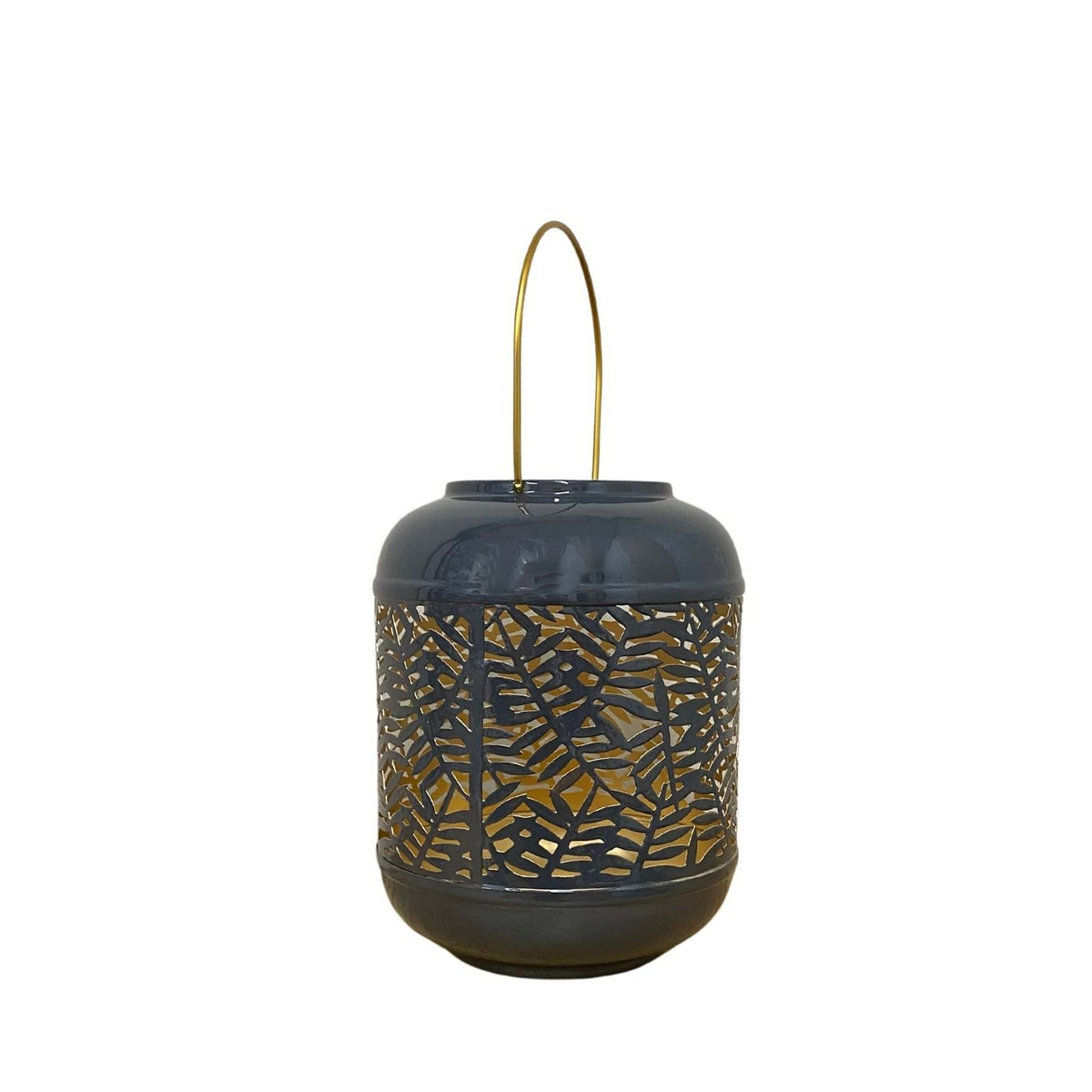 Smaller Synergy Leaf Lantern | Beautiful Metal Lantern with Carved Leaf Pattern