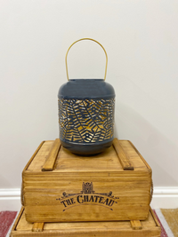 Smaller Synergy Leaf Lantern | Beautiful Metal Lantern with Carved Leaf Pattern