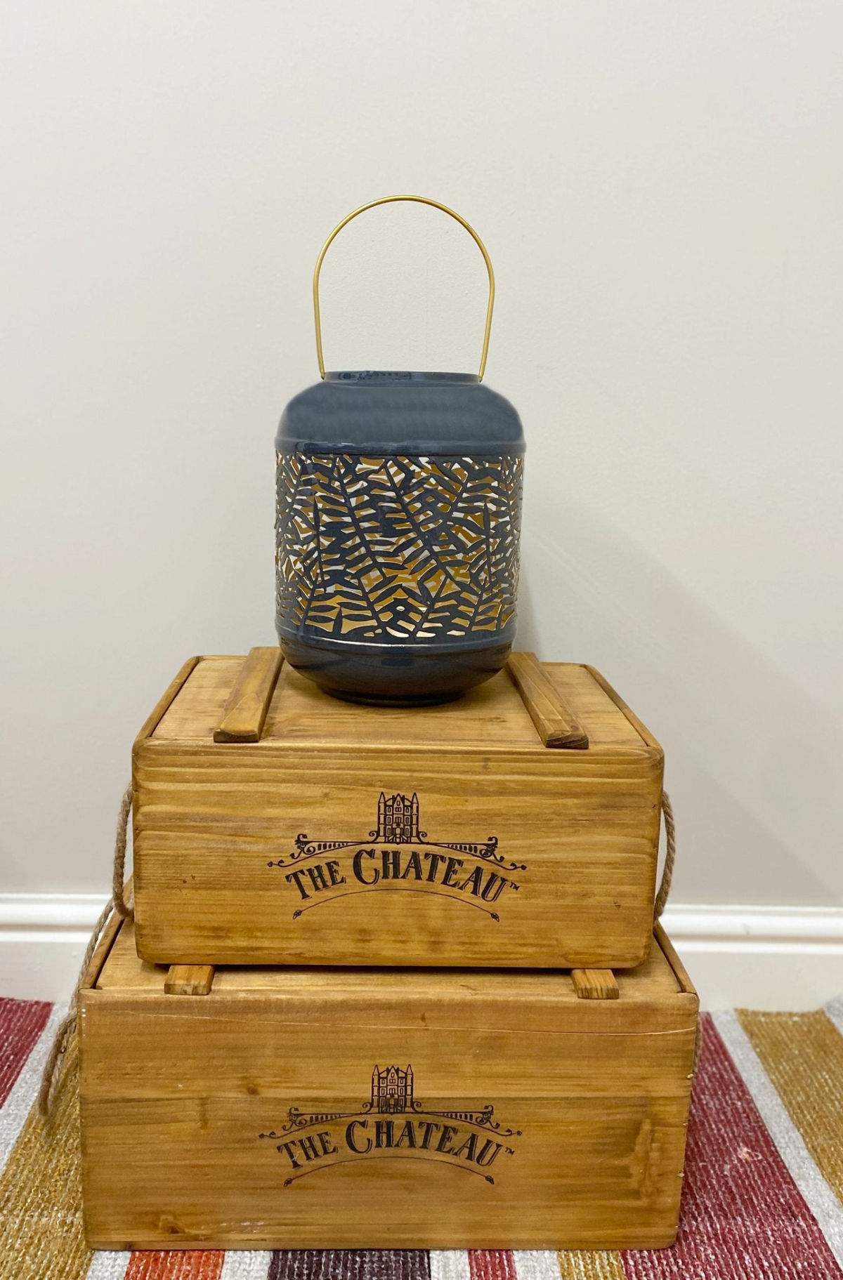 Smaller Synergy Leaf Lantern | Beautiful Metal Lantern with Carved Leaf Pattern