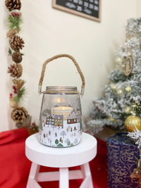 Christmas Market Lantern White - Beautifully Adorned Glass Lantern