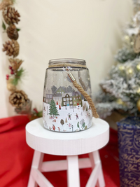 Christmas Market Lantern White - Beautifully Adorned Glass Lantern