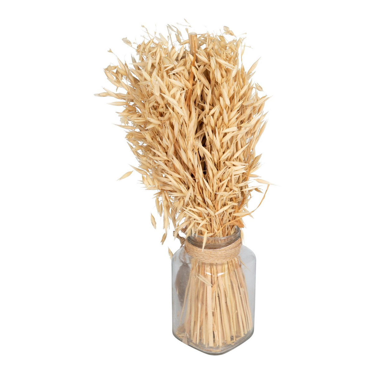 Dried Oat Bouquet in Glass Jar 40cm - Natural Farmhouse Decor