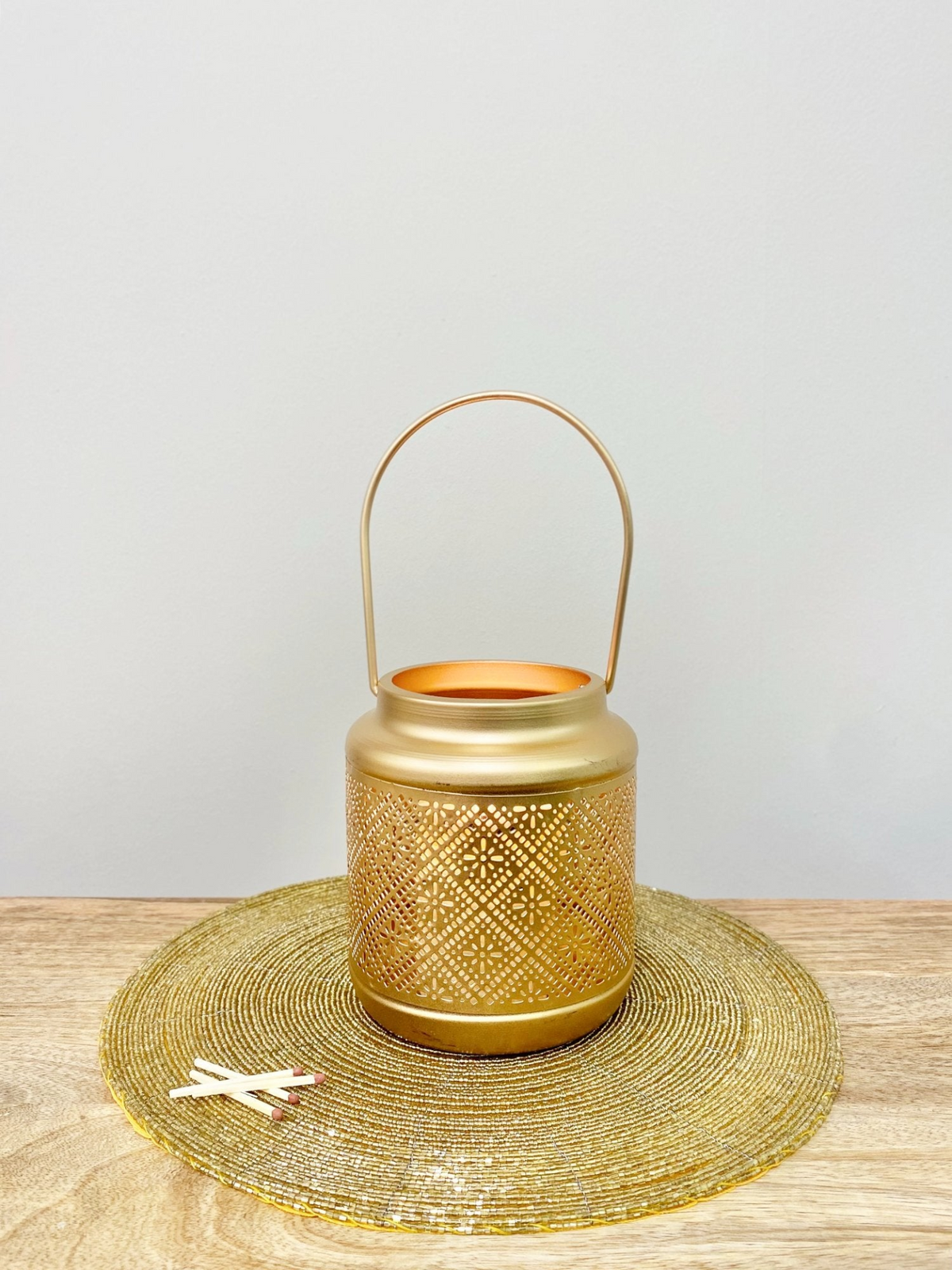 Small Copper Cut Out Design Lantern 27cm - Exquisite Moroccan-Inspired Lighting