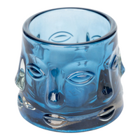 Blue Glass Face Design Candle Holder | Beautifully Crafted Home Decor