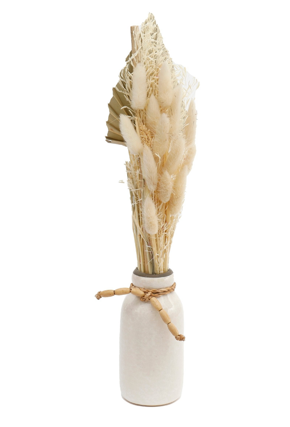 Mixed Dried Flowers In Ceramic Vase - Assorted Dried Grasses in a Delicate White Vase