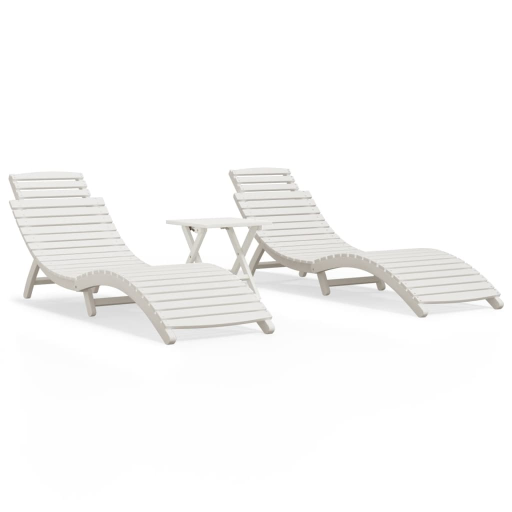 vidaXL Sun Loungers 2 pcs with Table White Solid Wood Acacia - Relaxation and Style for Your Outdoor Space