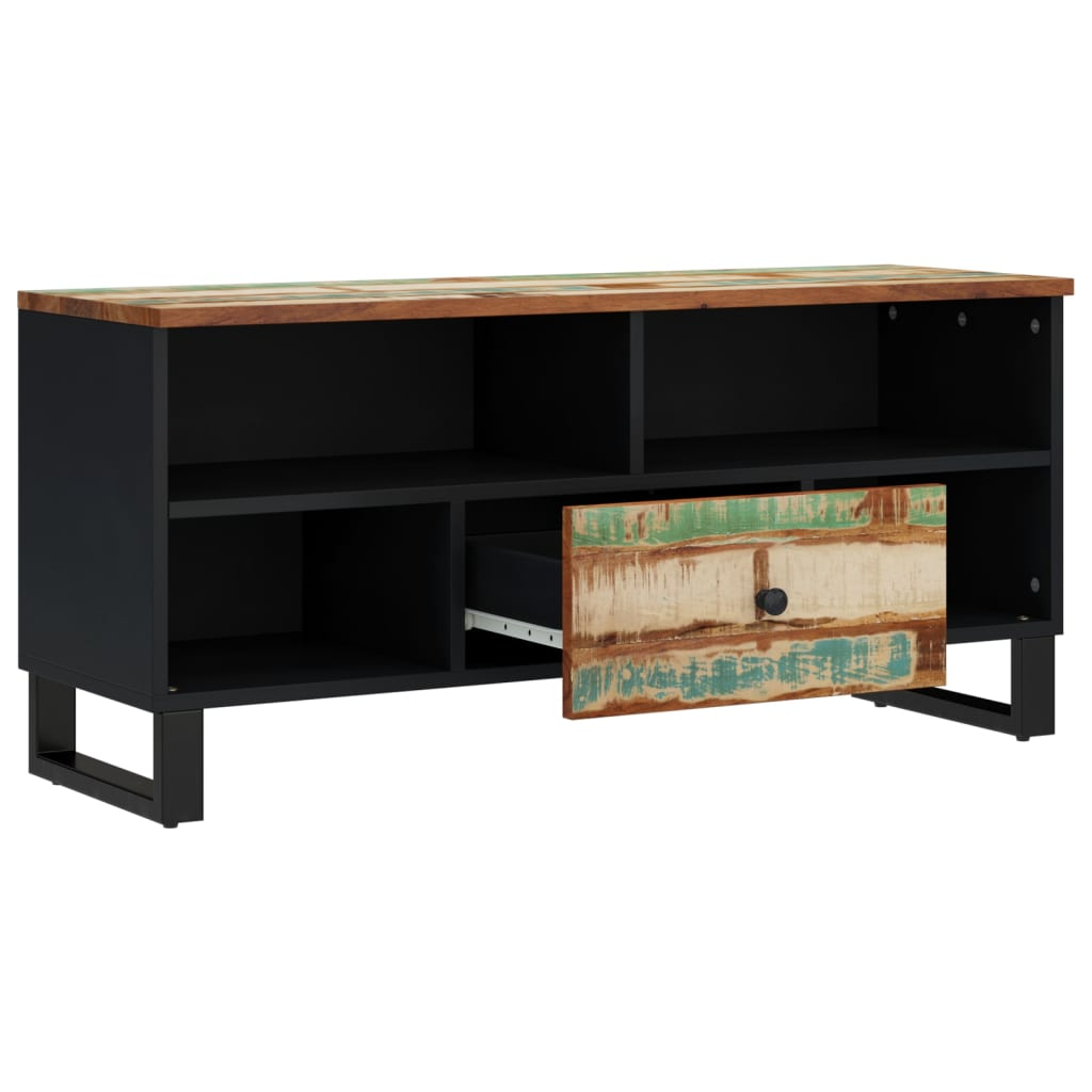 TV Cabinet - Solid Wood Reclaimed & Engineered Wood - Ample Storage Space - Trendy and Practical Design - 100x33x46 cm