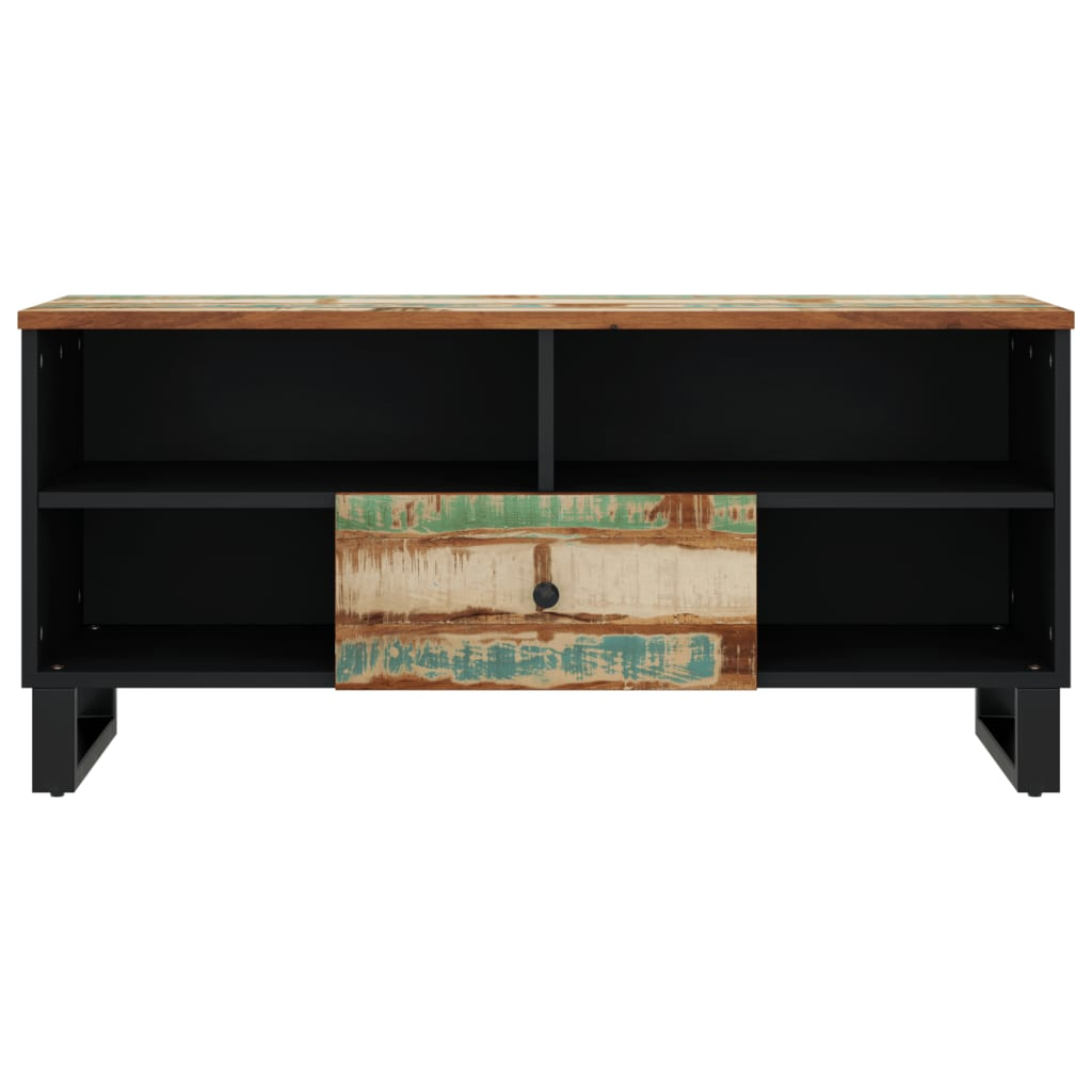 TV Cabinet - Solid Wood Reclaimed & Engineered Wood - Ample Storage Space - Trendy and Practical Design - 100x33x46 cm