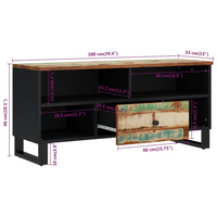 TV Cabinet - Solid Wood Reclaimed & Engineered Wood - Ample Storage Space - Trendy and Practical Design - 100x33x46 cm