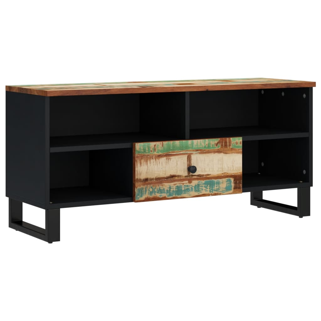 TV Cabinet - Solid Wood Reclaimed & Engineered Wood - Ample Storage Space - Trendy and Practical Design - 100x33x46 cm