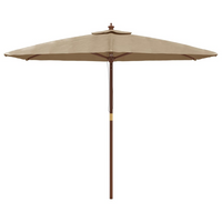 Garden Parasol with Wooden Pole Taupe 299x240 cm - Stay Cool and Protected