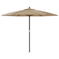 Garden Parasol with Wooden Pole Taupe 299x240 cm - Stay Cool and Protected