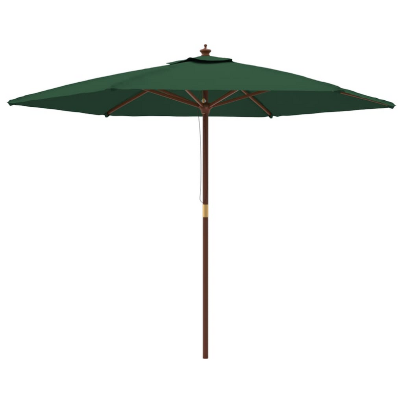 Garden Parasol with Wooden Pole Green 299x240 cm