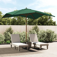 Garden Parasol with Wooden Pole Green 300x300x273 cm