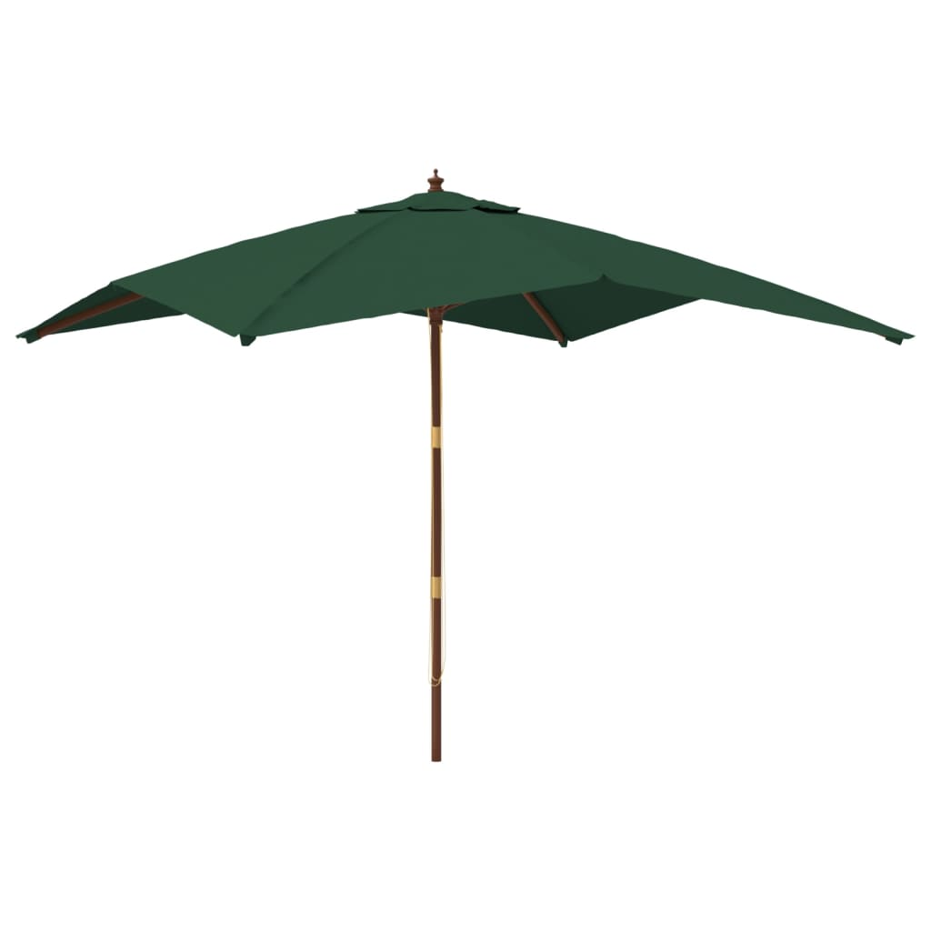 Garden Parasol with Wooden Pole Green 300x300x273 cm