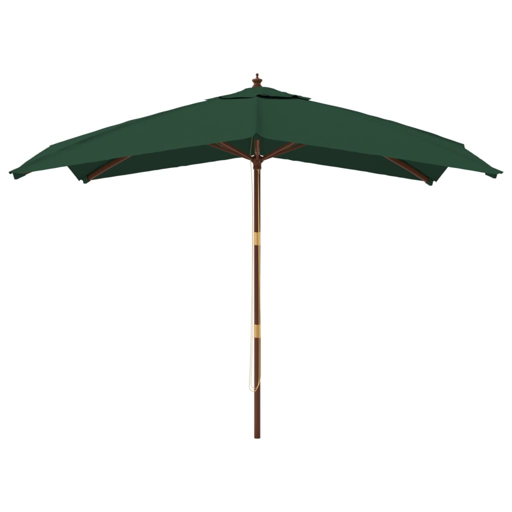 Garden Parasol with Wooden Pole Green 300x300x273 cm