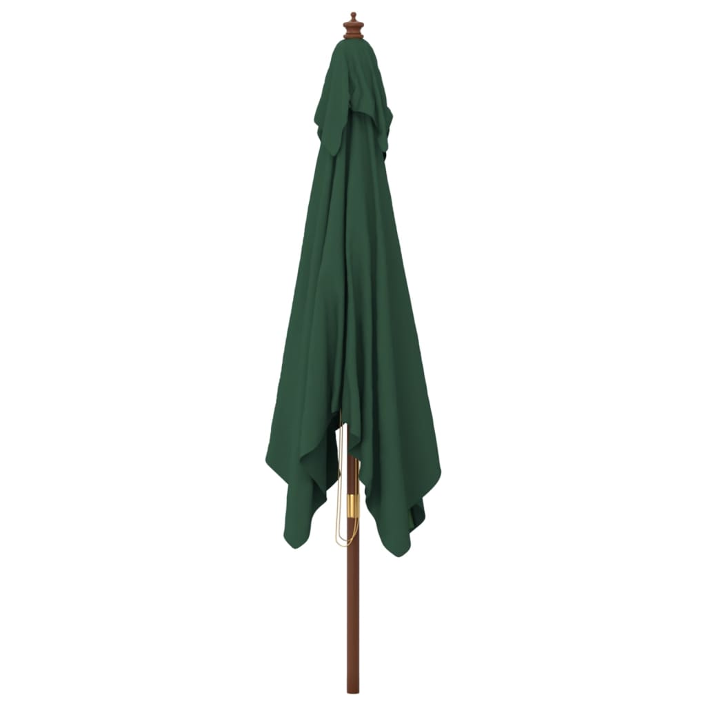 Garden Parasol with Wooden Pole Green 300x300x273 cm