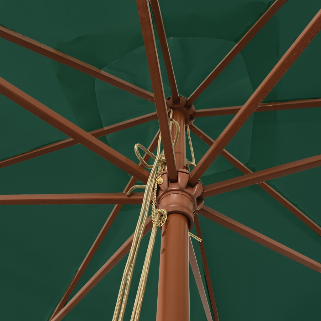 Garden Parasol with Wooden Pole Green 300x300x273 cm