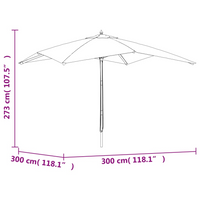 Garden Parasol with Wooden Pole Green 300x300x273 cm