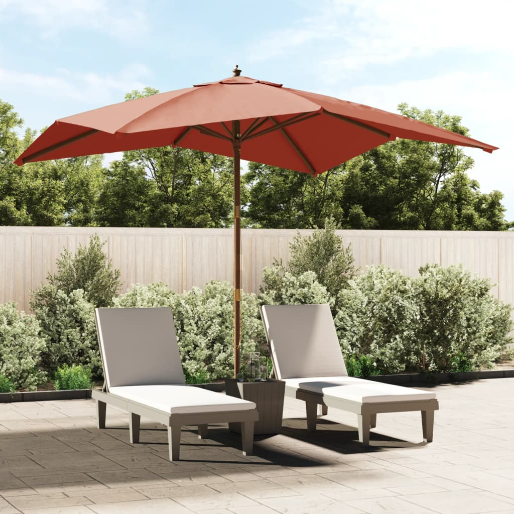 Garden Parasol with Wooden Pole Terracotta 300x300x273 cm - Stylish Outdoor Shade Solution