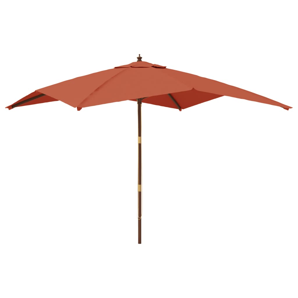 Garden Parasol with Wooden Pole Terracotta 300x300x273 cm - Stylish Outdoor Shade Solution