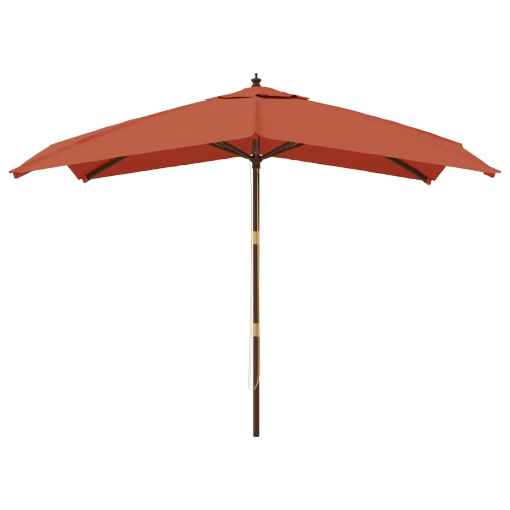 Garden Parasol with Wooden Pole Terracotta 300x300x273 cm - Stylish Outdoor Shade Solution