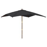 Garden Parasol with Wooden Pole Black 300x300x273 cm