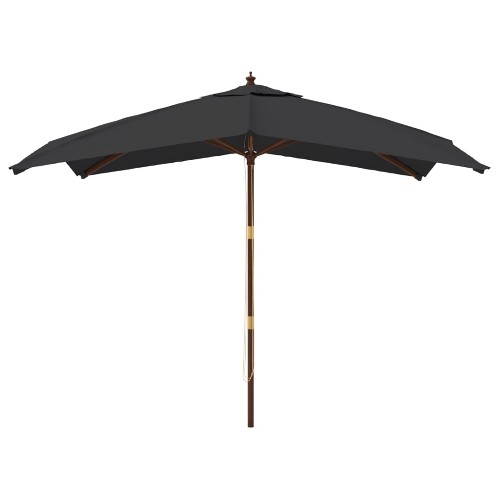 Garden Parasol with Wooden Pole Black 300x300x273 cm