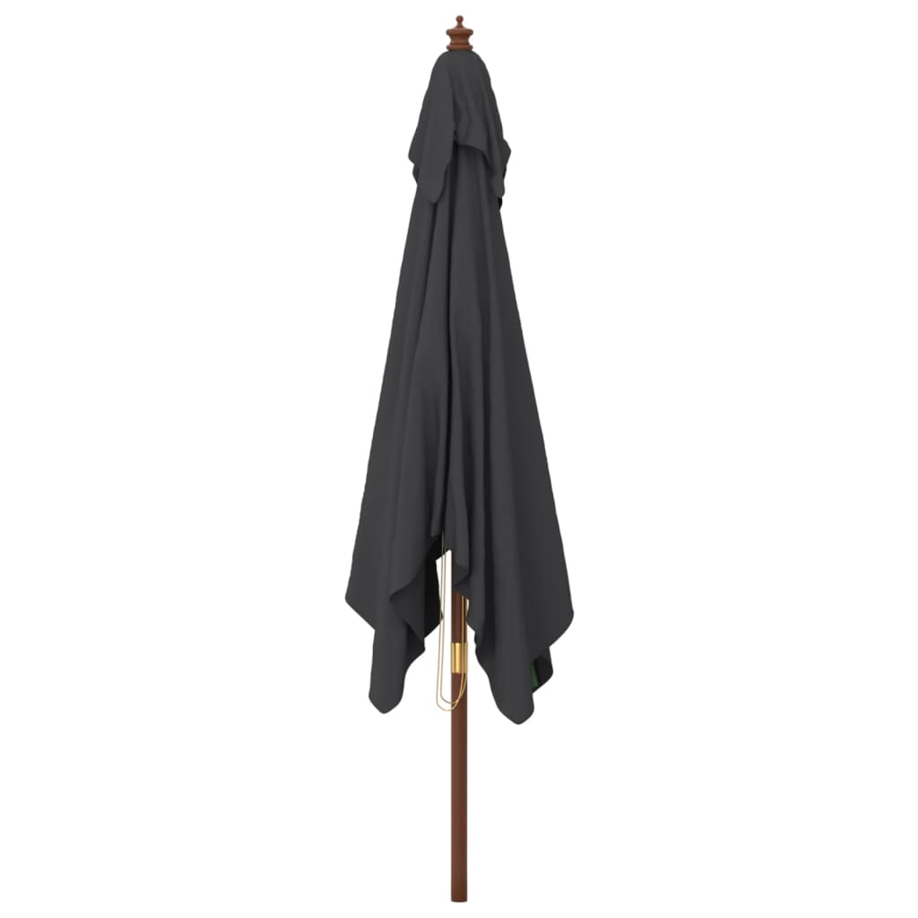 Garden Parasol with Wooden Pole Black 300x300x273 cm