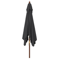 Garden Parasol with Wooden Pole Black 300x300x273 cm