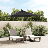 Garden Parasol with Wooden Pole Black 198x198x231 cm