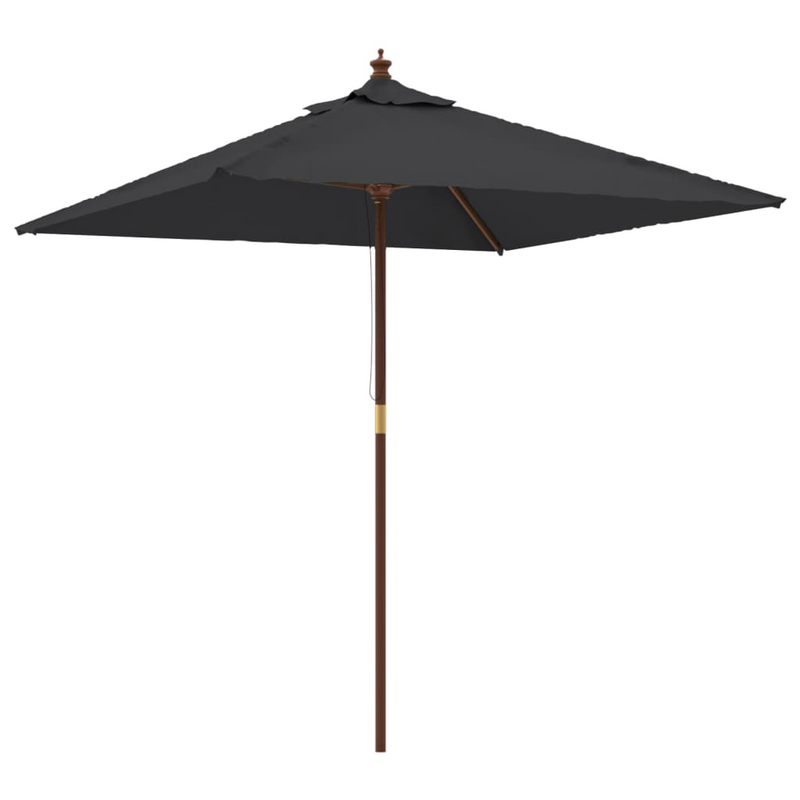 Garden Parasol with Wooden Pole Black 198x198x231 cm