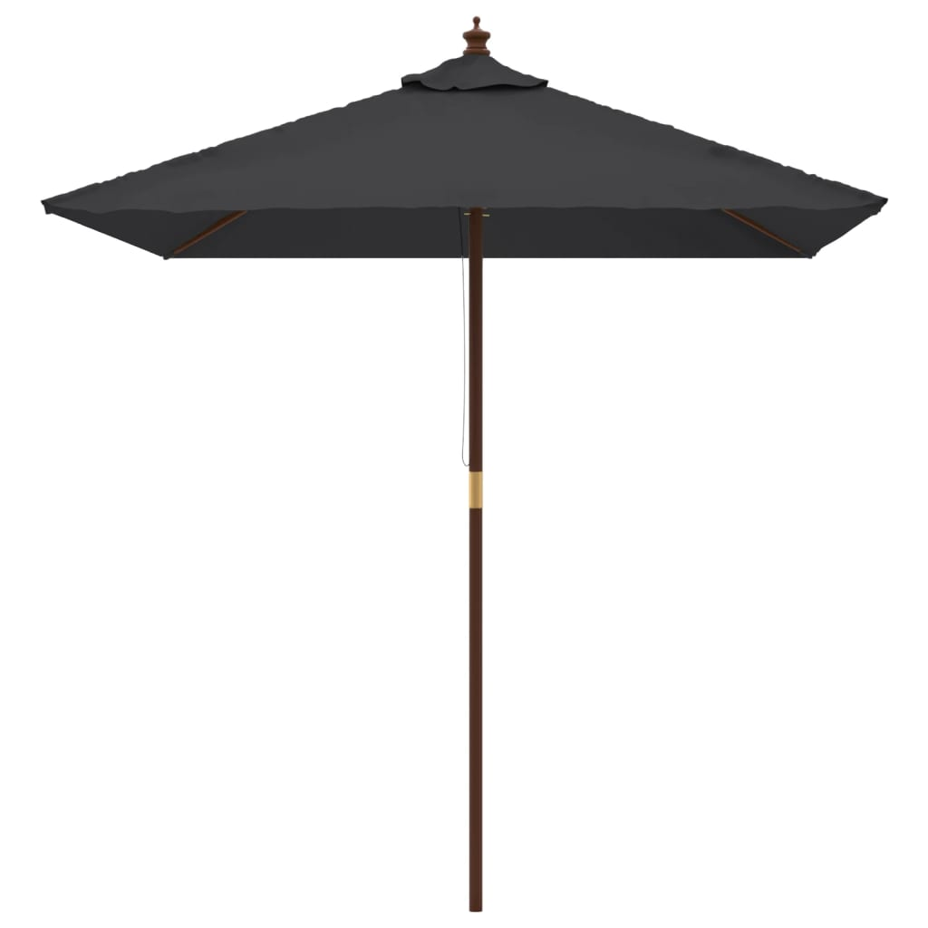 Garden Parasol with Wooden Pole Black 198x198x231 cm