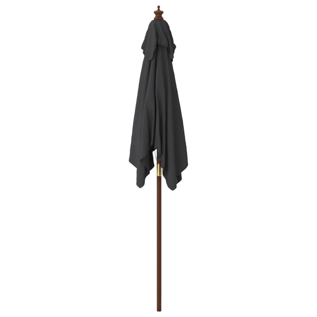 Garden Parasol with Wooden Pole Black 198x198x231 cm